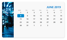 HTML5和CSS设计圆角日历表UI界面样式效果