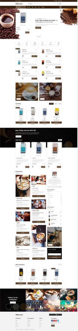 咖啡线上销售网店<span style='color:red;'>电商网站</span>模板