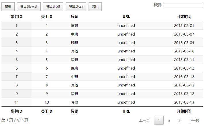 jquery表格特效带导出功能支持excel、pdf、csv、复制、打印功能