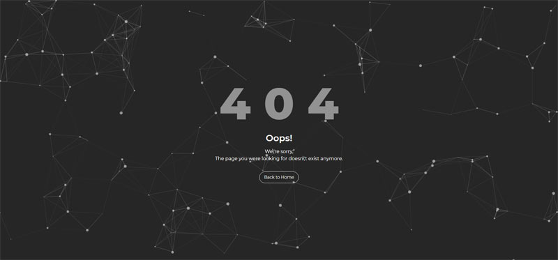 404错误网页模板粒子线条背景动画特效