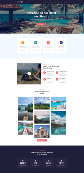 英文版响应式旅游度假网页模板