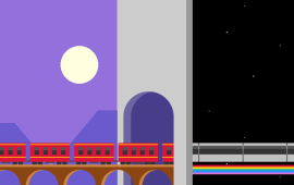 行驶在桥上的火车动画特效