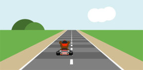 纯css3绘制高速行驶在公路上的卡丁车动漫特效
