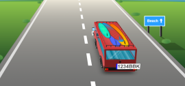 css3行驶在<span style='color:red;'>公路</span>上公交车ui动画特效
