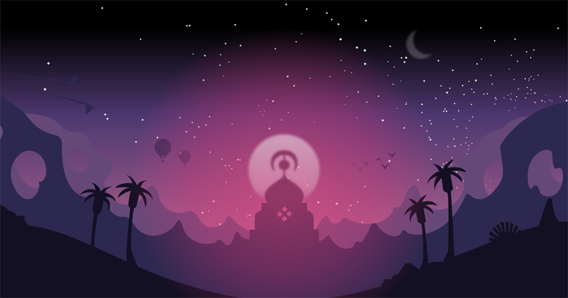 css3 svg绘制卡通的星空月亮古堡宫殿树木夜景动画特效