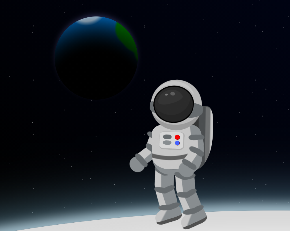 卡通宇航员行走的月球上动画特效