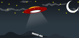 UFO动画效果的<span style='color:red;'>404页面未找到</span>网页模板