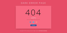 英文版简洁404错误<span style='color:red;'>网页模板</span>