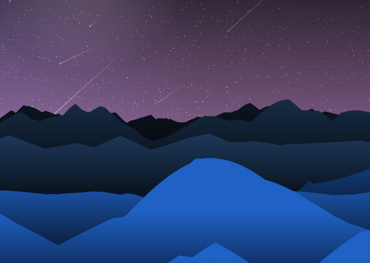 纯 JavaScript 编写山脉、星星、流星和太阳的视差外星景观动画