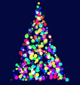 由闪烁的圆点组成的<span style='color:red;'>圣诞树</span>动画
