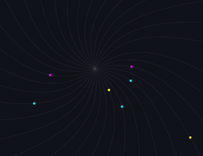 五彩圆点沿曲线扩散移动动画