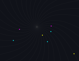 五彩圆点沿曲线扩散移动动画