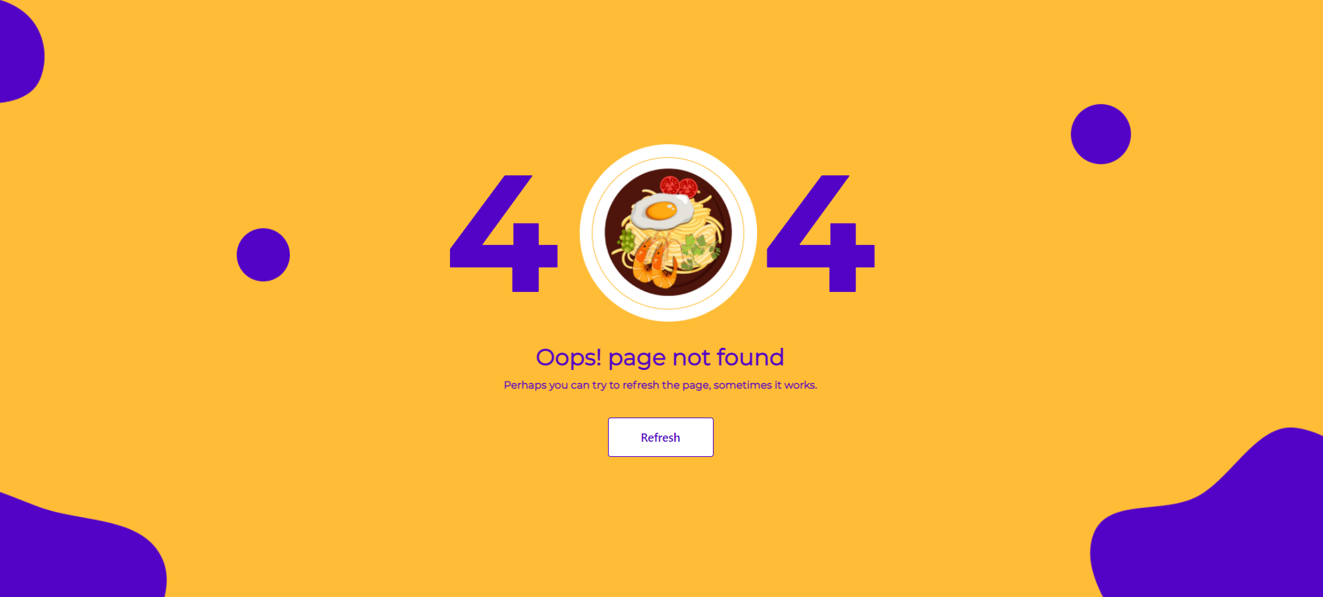 餐饮美食行业的404网页错误动画页面