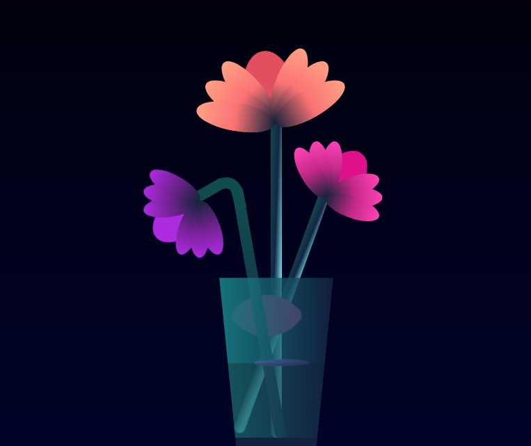 纯css代码实现花瓶与盛开的花朵和飘落的花瓣动画特效