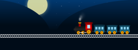 纯css3制作而成的沿轨道<span style='color:red;'>行驶的卡通火车</span>动画特效