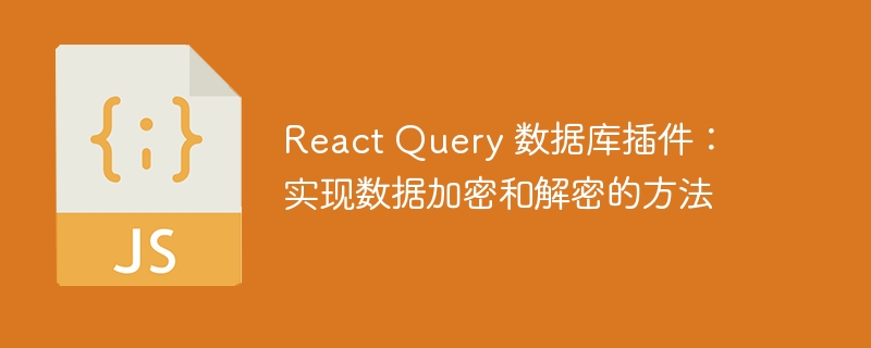 React Query 数据库插件：实现数据加密和解密的方法