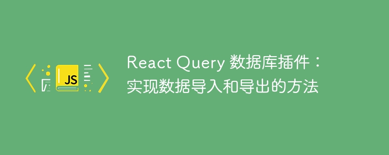 React Query 数据库插件：实现数据导入和导出的方法