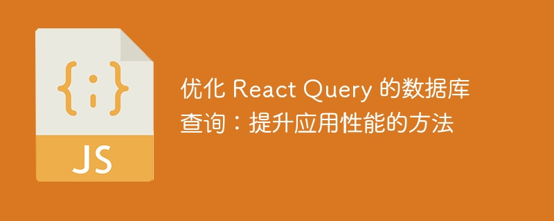 优化 React Query 的数据库查询：提升应用性能的方法